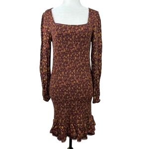 Lost + Wander floral smock bodice long sleeves dress